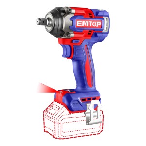 Llave De Impacto 20v S/carbones 400nm + 2bat Emtop Eciwl2040