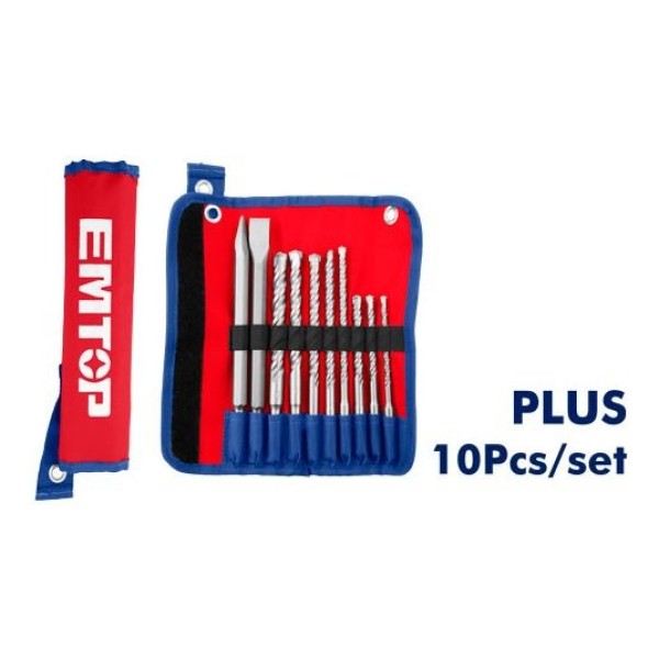 Juego Set Mechas Cincel Punta Sds Plus 10pzs Emtop Sds-plus - Imagen 2