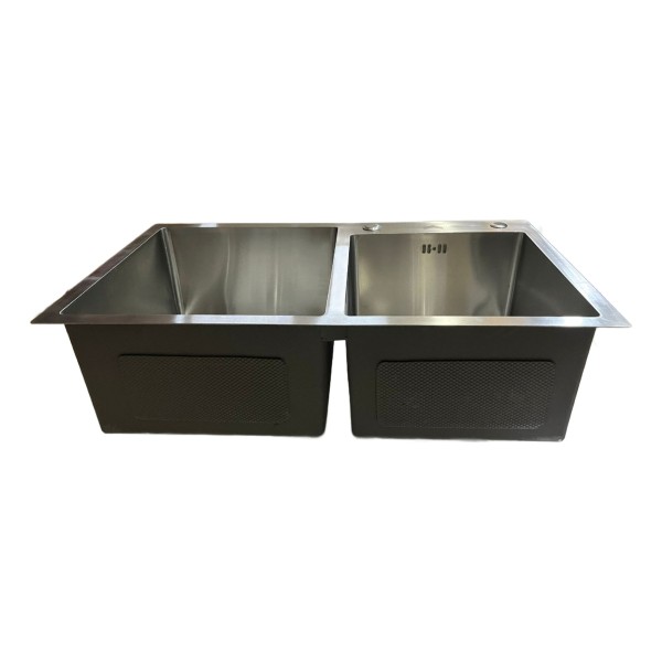 Pileta Doble Cuadrada Cocina Satinada Acero Inoxidable - Imagen 6