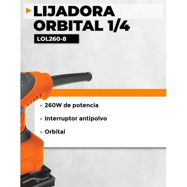 Lijadora Profesional Orbital Lüsqtoff Lol260-8 Naranja 50hz - Imagen 3