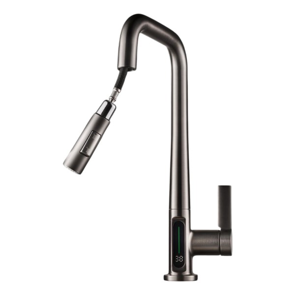 Monocomando Cuadrado Mesada Digital Satinado Acero Inox. 304 - Imagen 2