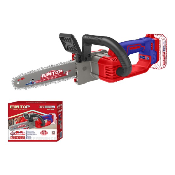 Mini Motosierra A Bateria 20v 8 S/batería Emtop Color Rojo - Imagen 2
