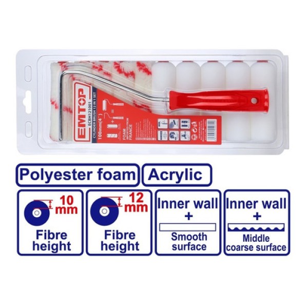 Kit Set Mini Rodillo 100mm 12 Pzs Emtop Ecbh121001 - Imagen 2