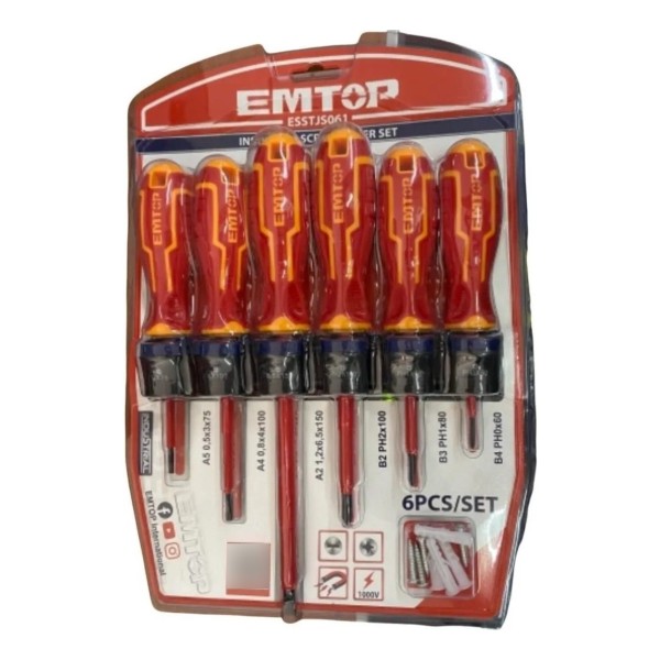 Set 6 Destornilladores Emtop 1000v Industrial Pl Y Ph Cr-v - Imagen 2