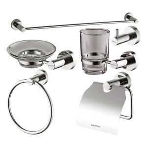 Set Accesorios De Baño Plateado 6 Piezas Wadfow Wzg1516