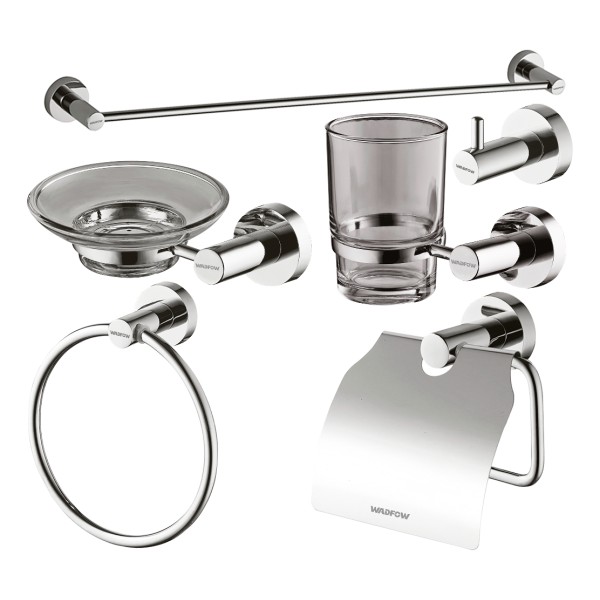 Set Accesorios De Baño Plateado 6 Piezas Wadfow Wzg1516