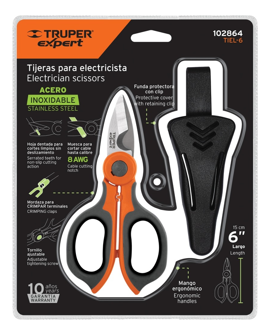 Tijera Para Electricista 15cm Con Funda Truper Expert - Imagen 5