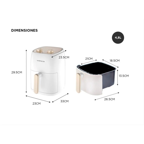 Freidora Sin Aceite Winco W131 4,5l Con Temporizador 1500w - Imagen 6