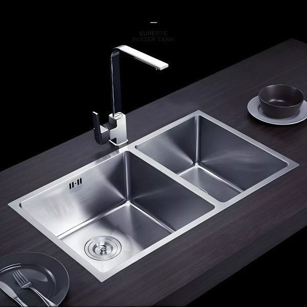 Pileta Y Media Cocina Cuadrada De Sobreponer Acero Inox.304 - Imagen 3