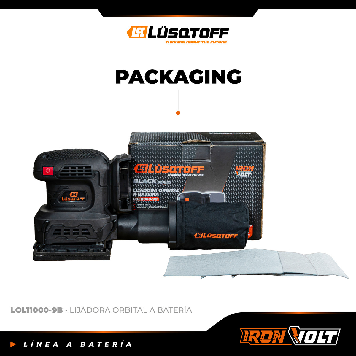 Lijadora Orbital 1/4 Inalambrica Lusqtoff Black Series Frecu - Imagen 5