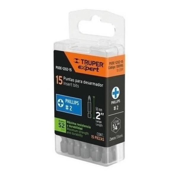 Punta Atornillador Ph2 X 50mm. 15 Unidades Truper