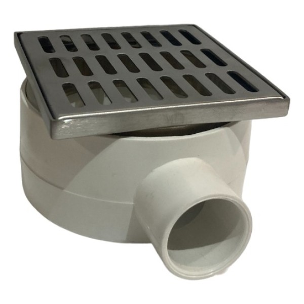 Receptáculo De Ducha 10x10 En Pvc Con Rejilla Cromada