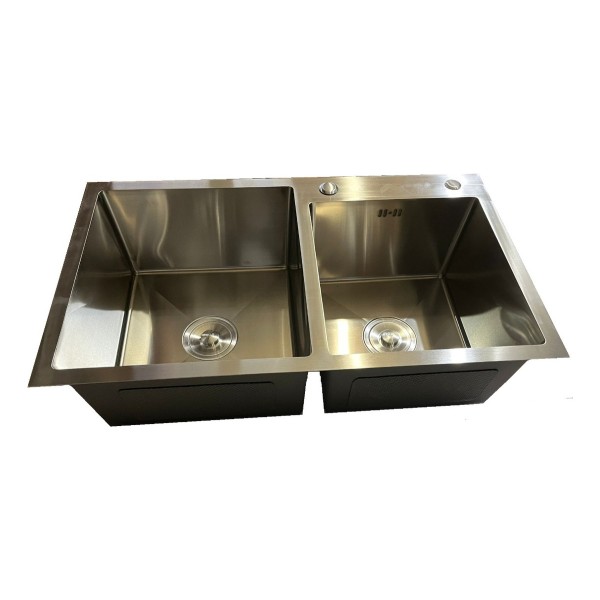 Pileta Doble Cuadrada Cocina Satinada Acero Inoxidable - Imagen 5