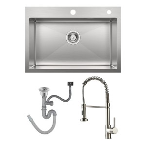 Pileta Simple Inox. 304 Cocina Satinada C/monocomando Chef