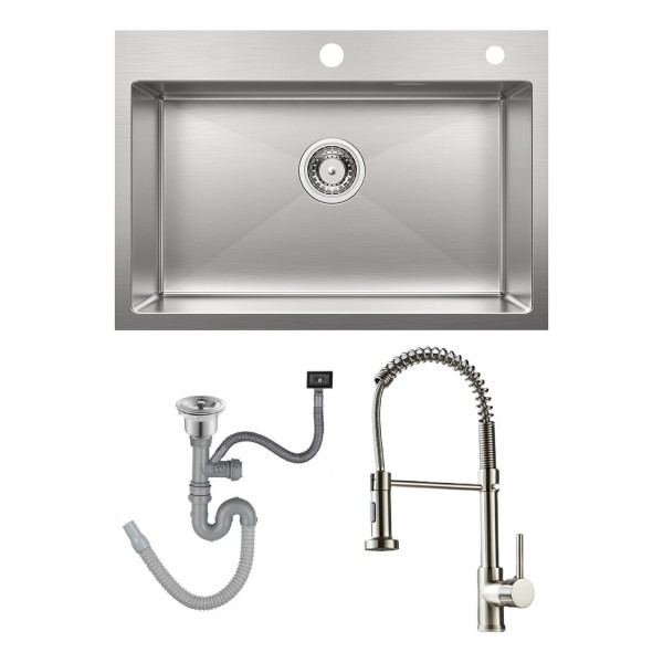 Pileta Simple Inox. 304 Cocina Satinada C/monocomando Chef