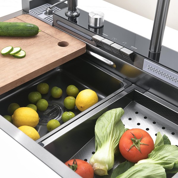 Pileta Bacha Cocina Negro Acero 304 Digital Mas Accesorios - Imagen 7