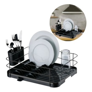 Escurridor De Platos Negro Y Soporte Para Cubiertos Negro