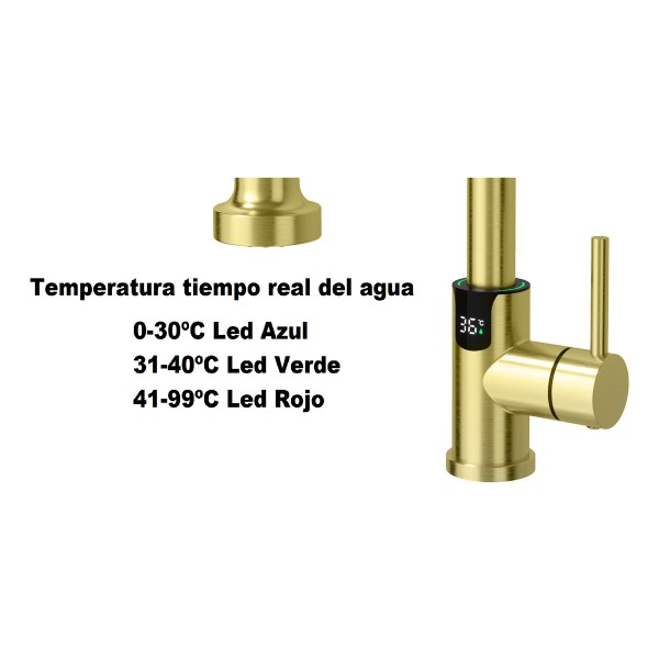 Monocomando Chef Dorado Digital Extensible Acero Inox 304 - Imagen 4
