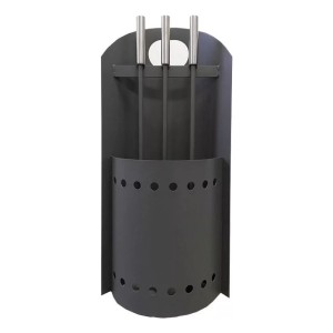 Kit De 3 Atizadores Mas Soporte Mango De Metal Gris