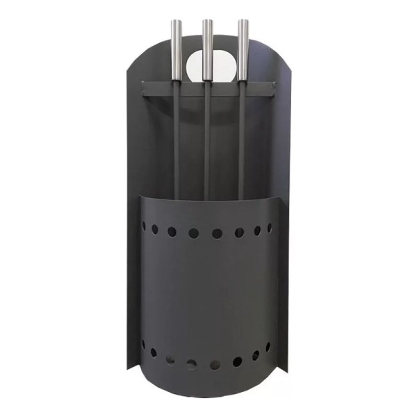 Kit De 3 Atizadores Mas Soporte Mango De Metal Gris