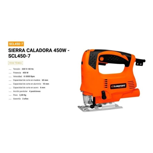 Sierra Caladora Lusqtoff Scl450-7 450w 65mm 4 Posiciones - Imagen 2