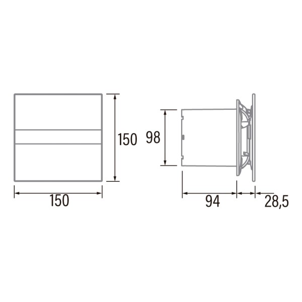 Extractor De Baño Negro Frente De Vidrio Cata E120 G - Imagen 2