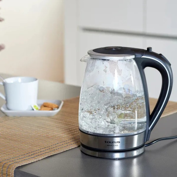 Jarra Electrica Aroa Glass Taurus 2200w 1.8lts Plateado - Imagen 2
