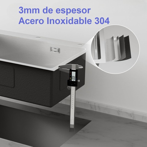 Pileta Simple Inox. 304 Cocina Satinada C/monocomando Chef - Imagen 2