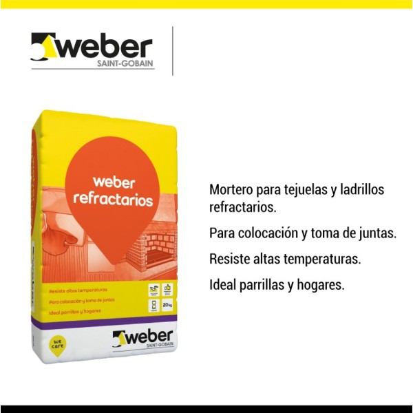 Weber Refractarios Pegamento Adhesivo Mortero Bolsa 10 Kg - Imagen 3