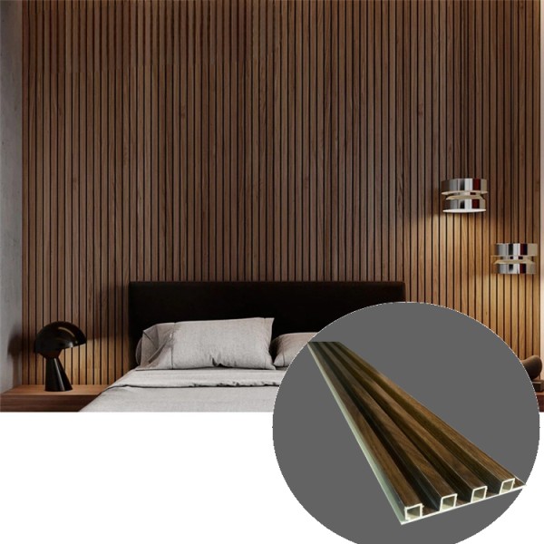 Panel Wpc Nogal Decorativo Revestimiento Pared Panel Pvc - Imagen 2