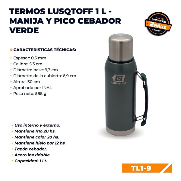 Termo 1 Litro Acero Inoxidable Lusqtoff Frio Y Calor - Imagen 3