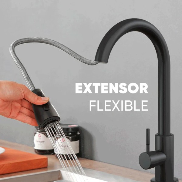 Grifo De Cocina Monocomando Wico Extensible Negro 54635 - Imagen 3