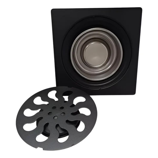 Rejilla De Piso Ducha 15x15cm Metal Negro Rimontti 50666 - Imagen 2