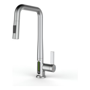 Monocomando Cuadrado Mesada Digital Satinado Acero Inox. 304