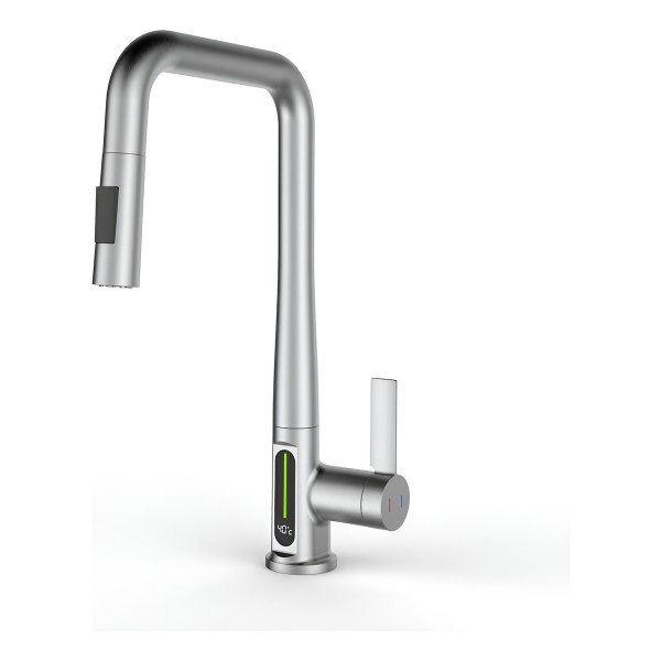 Monocomando Cuadrado Mesada Digital Satinado Acero Inox. 304