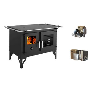 Cocina A Leña Doble Combustión Metavila C/kit De Caños Pared