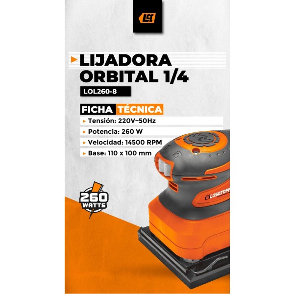 Lijadora Profesional Orbital Lüsqtoff Lol260-8 Naranja 50hz - Imagen 6