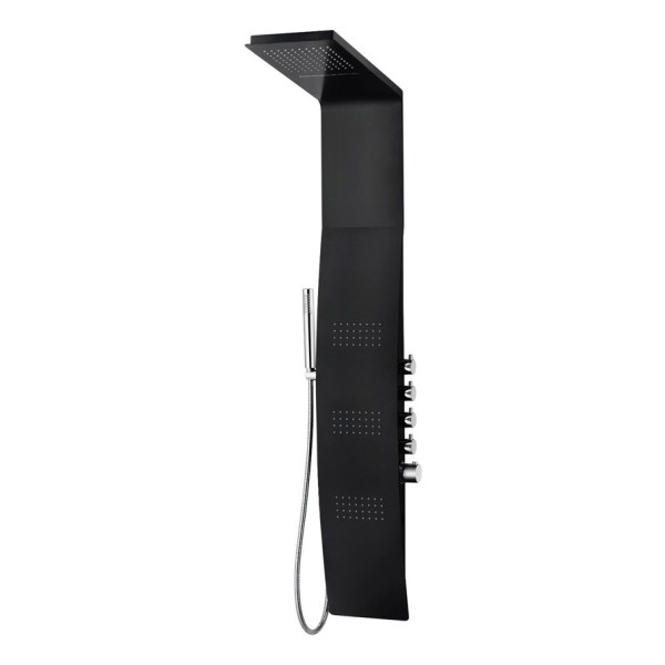 Panel Columna Barral Ducha Aluminio Negro Termostatico Autom
