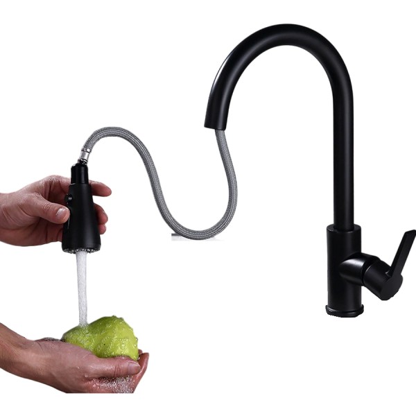 Grifo Cocina Monocomando Extensible Negro Mate 5 Años Gtia - Imagen 2