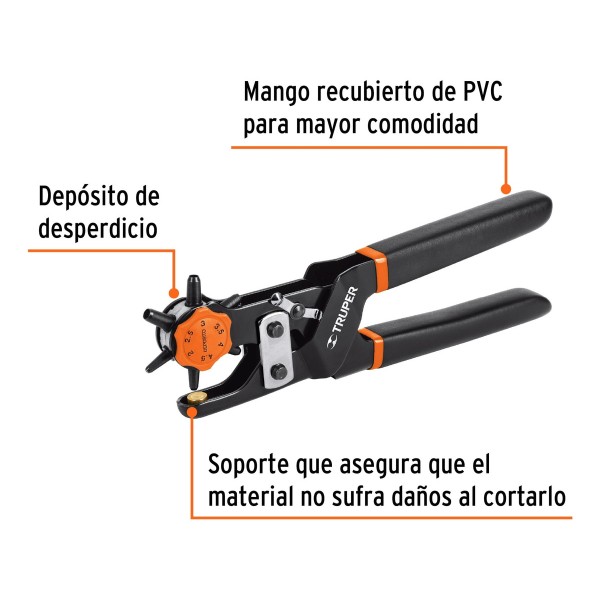 Pinza Sacabocados 9 Para Cuero Lona Plástico Cartón Truper - Imagen 2