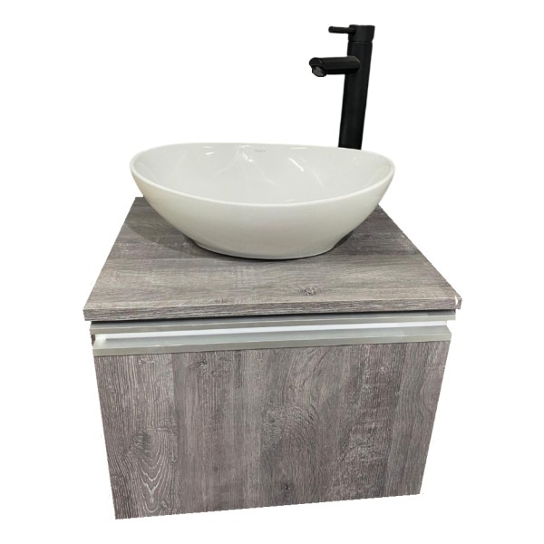 Mueble Aéreo Baño Completo Bacha Oval Grifería Negro Mate - Imagen 3