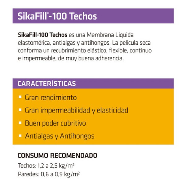Membrana Líquida Sikafill 100 Para Techos Blanco Balde 4 Kg - Imagen 2