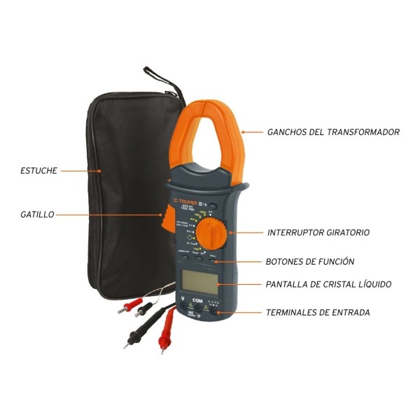 Pinza Amperimetrica Multimetro Tester Digital Truper Mut202 - Imagen 3