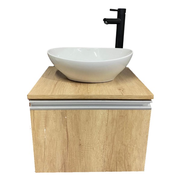 Mueble Aéreo Baño Completo Bacha Oval Grifería Negro Mate - Imagen 2