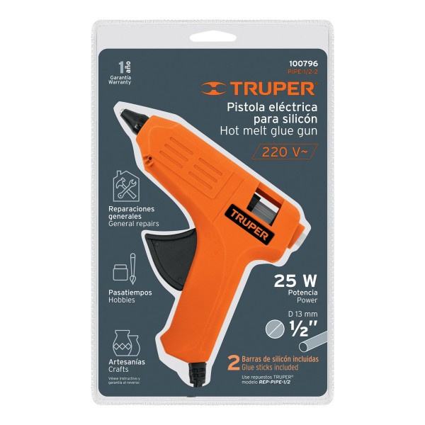 Pistola Silicona Caliente 25w Truper 13mm C/tubos Incluidos