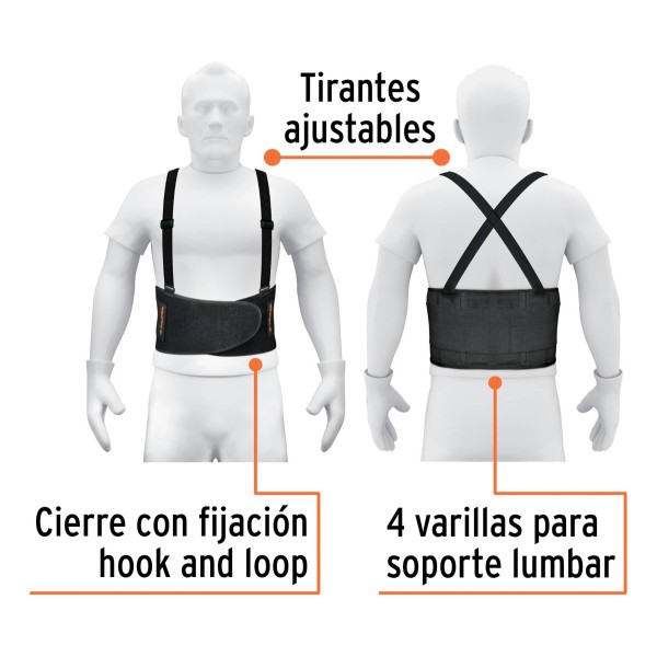 Faja Lumbar Con Tirantes Ajustables Trabajo Y Carga Truper - Imagen 4