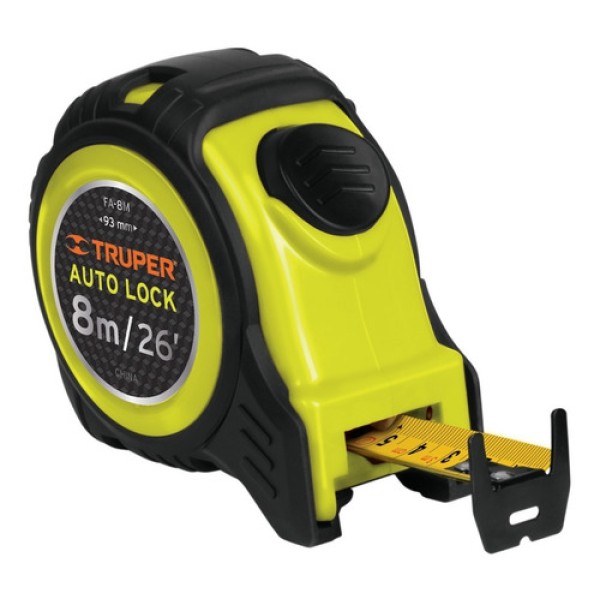 Cinta Métrica Truper 8m 25mm Freno Automático Anti Golpe