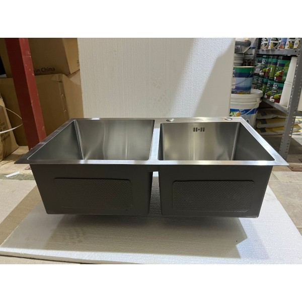Pileta Doble Cuadrada Inox. 304 Cocina Satin C/monocomando - Imagen 6
