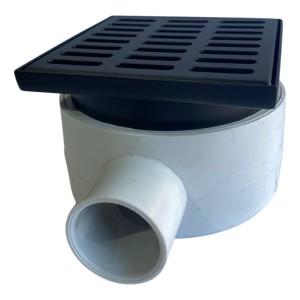 Receptáculo De Ducha 10x10 En Pvc Con Rejilla Negro