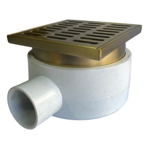 Receptáculo De Ducha 10x10 En Pvc Con Rejilla Dorada